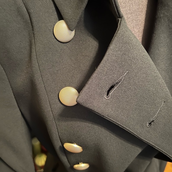 Misha CollectionMilitary Style Black Belted Coat with Gold Buttons-6 - Picture 6 of 9